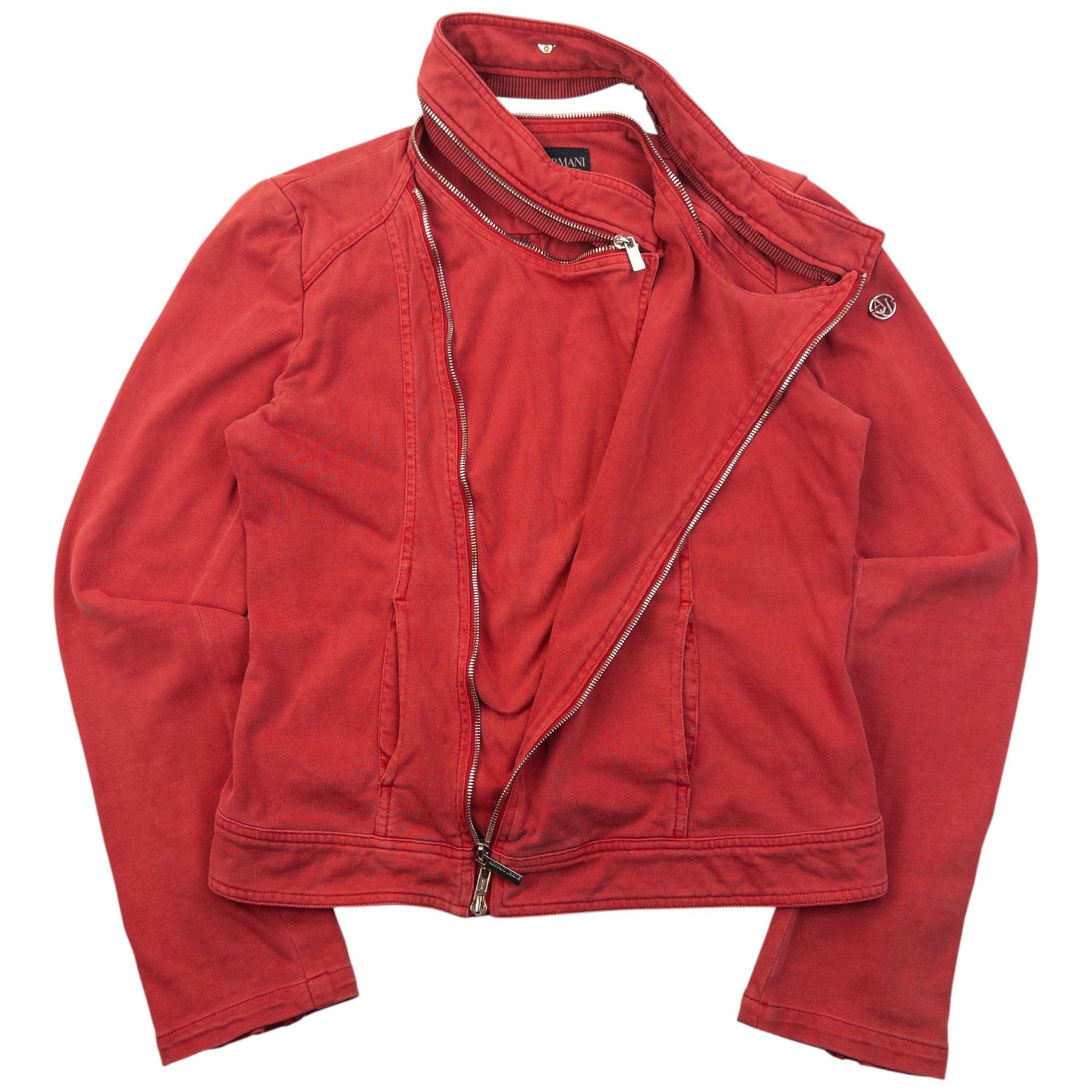 Vintage 2000s Armani Jeans Asymmetric Zip Up Jacket Womens Size M | Medium, Red