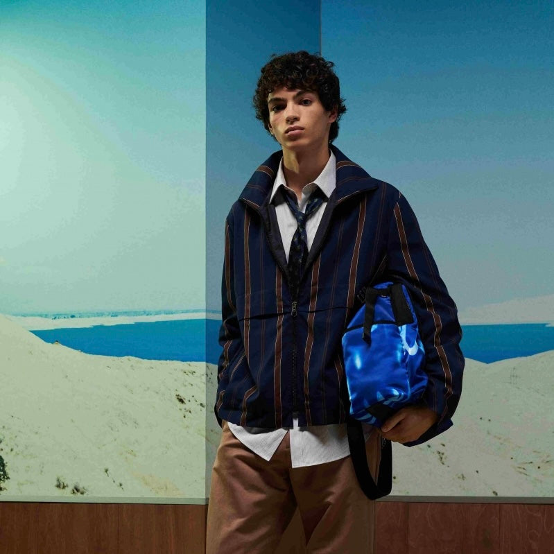 Paul Smith 2021 Runway SAMPLE Striped Panelled Blouson Jacket - S | Default Title, Navy