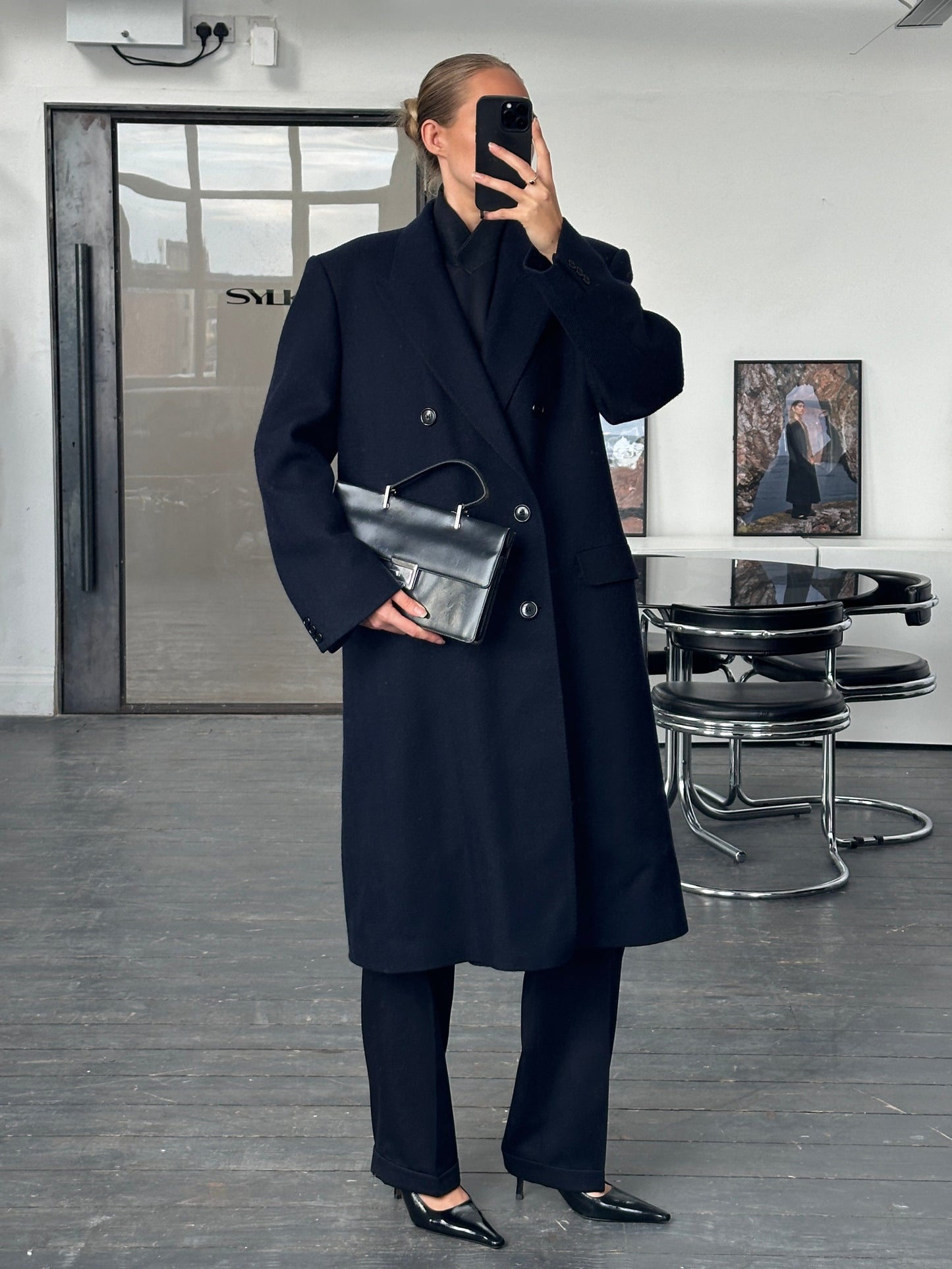 English Vintage 1990s Pure Wool Double Breasted Coat - XL