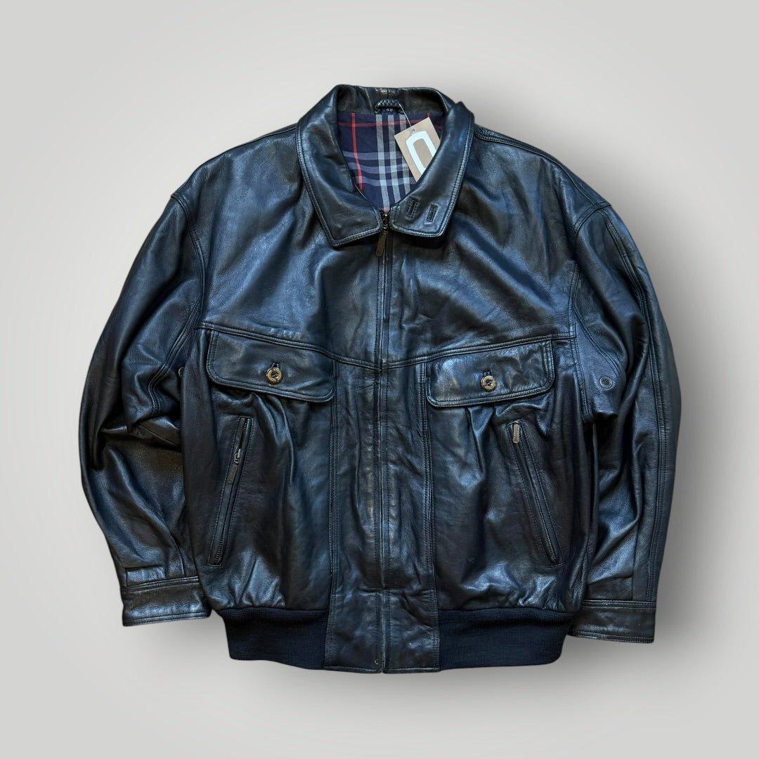 Burberry 1990's Leather Flight Jacket L