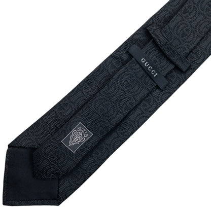 Vintage 2000s Gucci Monogram Silk Tie | O/S, Black
