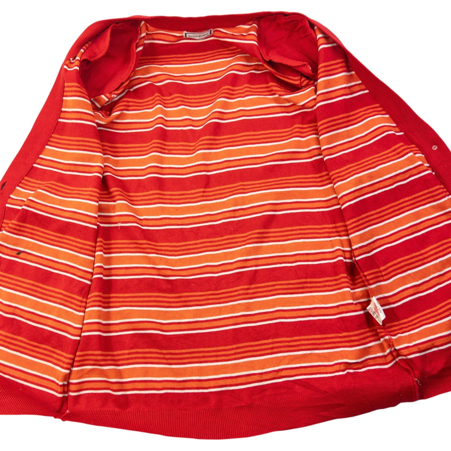 Vintage 80s YSL Yves Saint Laurent Striped Cardigan Womens Size M | Medium, Orange