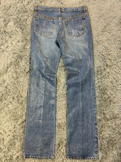Roberto Cavalli 00’s Diamanté Square Embellished Crystal Jeans - S/M | O/S, Blue