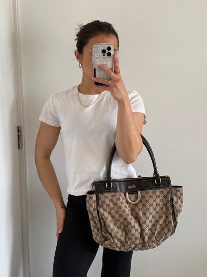 Vintage 90s Gucci Monogram GG Handbag | O/S, Brown