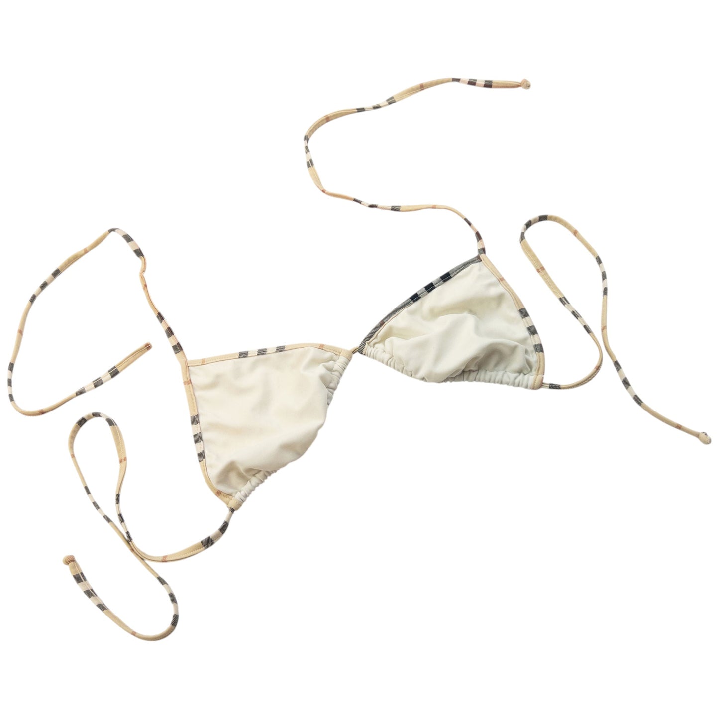 Vintage 2000s Burberry Nova Check Trim Bikini Top Womens Size M | Medium, Beige