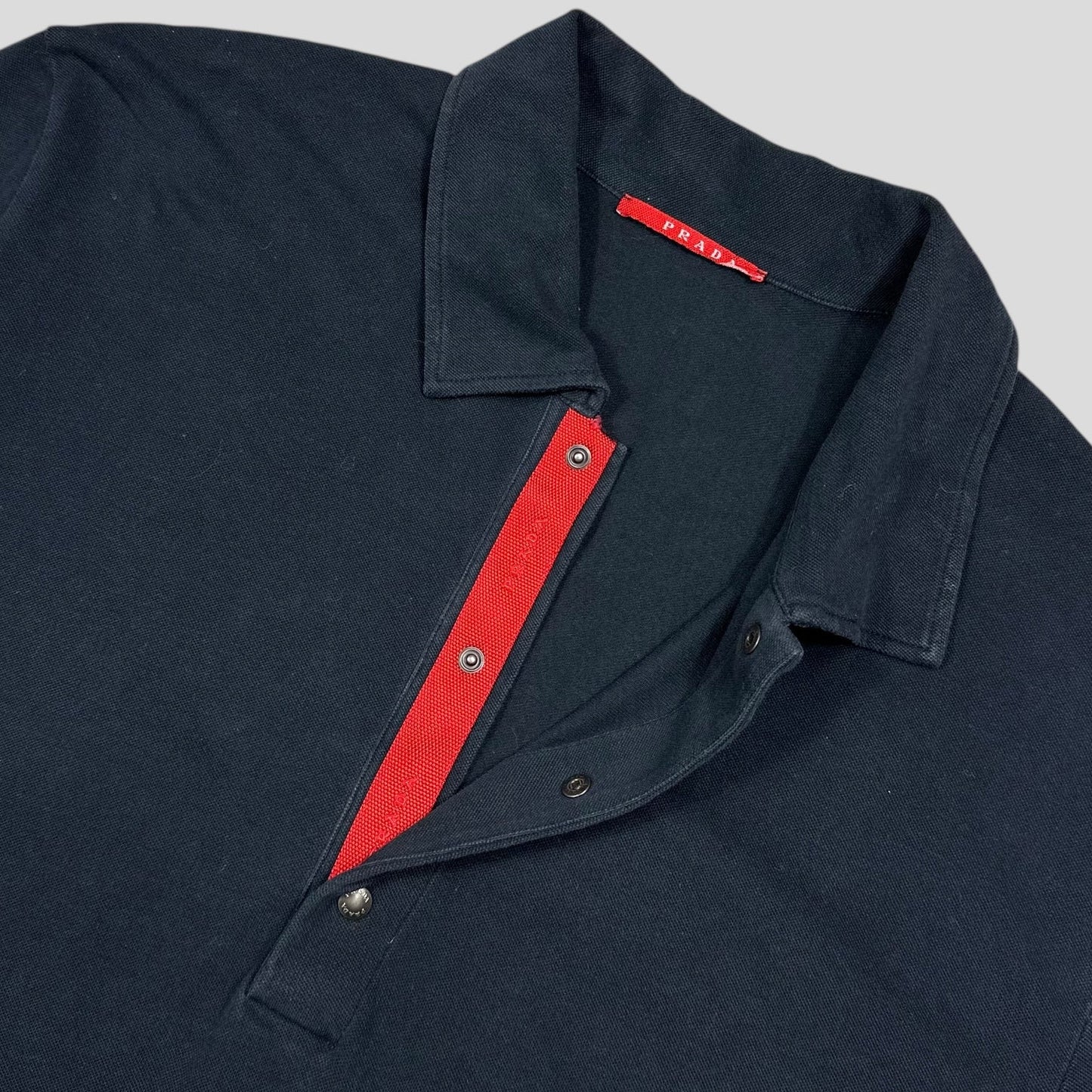 Prada Sport 2007 Red Spellout Logo Polo Shirt - XL (M/L)