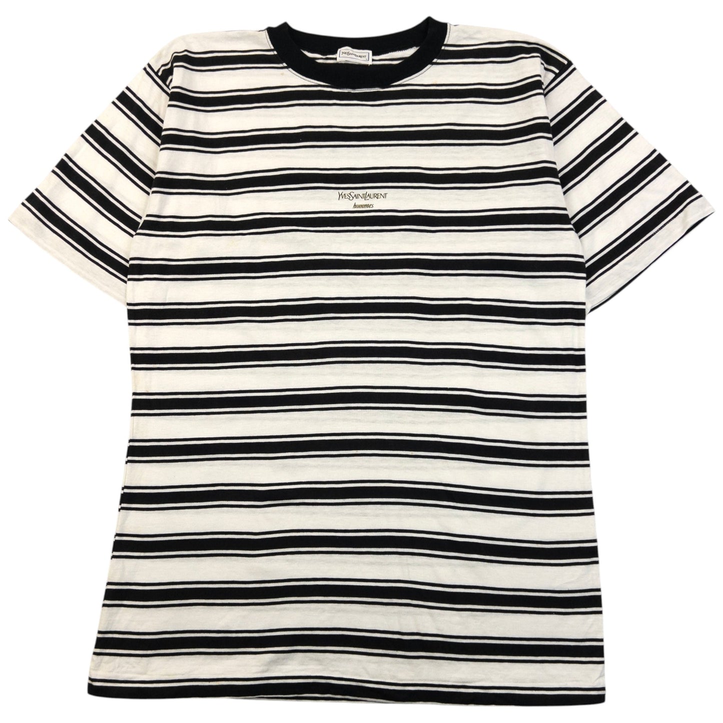 Vintage 80s YSL Yves Saint Laurent Striped T Shirt Size S | Small, Black