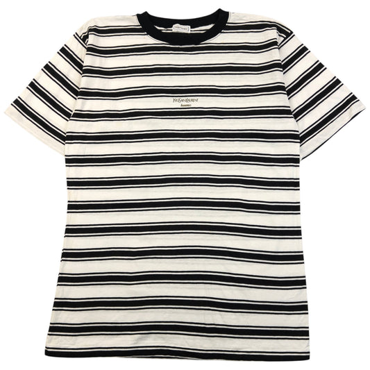 Vintage 80s YSL Yves Saint Laurent Striped T Shirt Size S | Small, Black