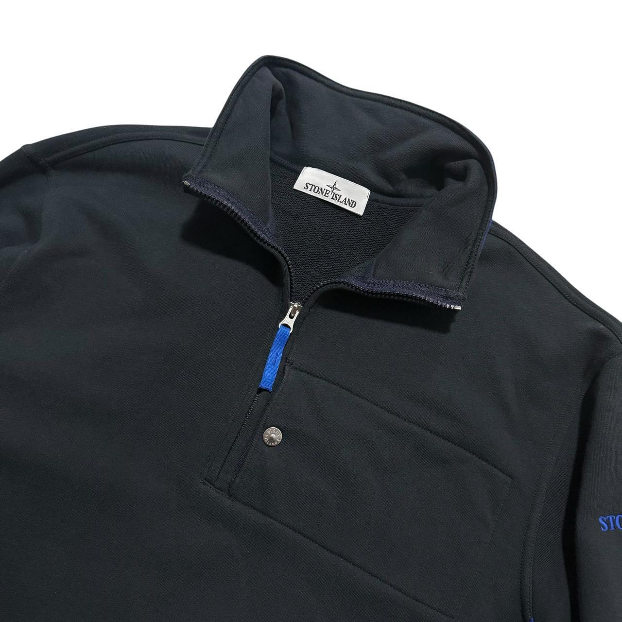 Stone Island Quarter Zip Pullover | Large, Black and Blue
