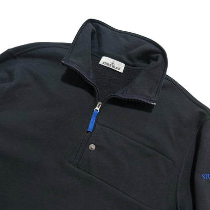 Stone Island Quarter Zip Pullover | Large, Black and Blue