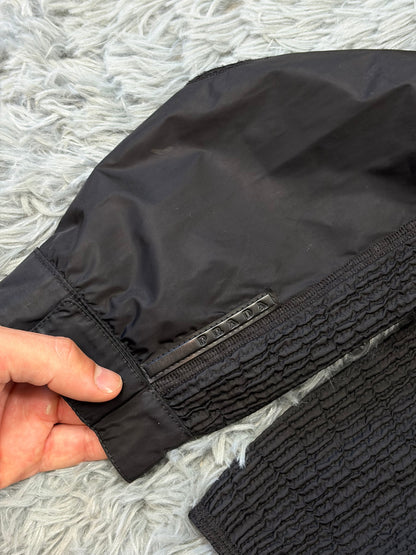 Prada Sport 2008 Pleated Black Tab Nylon Biker Jacket - M | O/S, Black