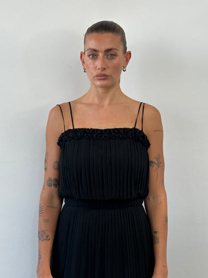 Italian Vintage Pleated Midi Dress - M