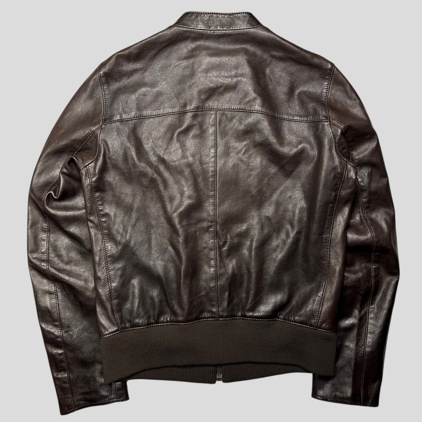 Prada SS00 Iridescent Lined Ebony Leather Biker Jacket - M