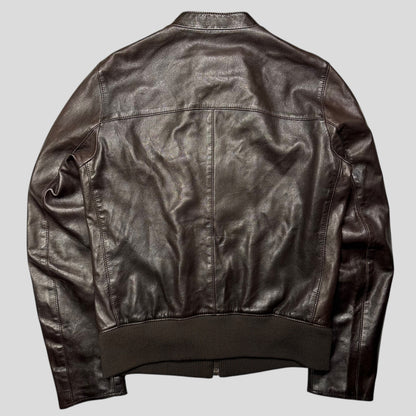 Prada SS00 Iridescent Lined Ebony Leather Biker Jacket - M