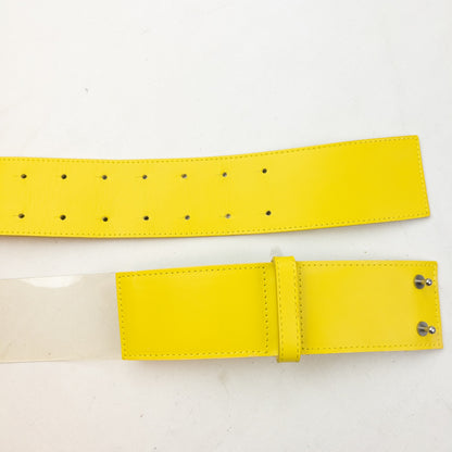 Vintage 2000s Issey Miyake Leather & Clear Vinyl Belt Size XL | O/S, Yellow