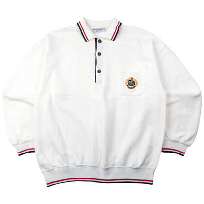 Vintage 90s Burberry Polo Sweatshirt Size M | Medium, White