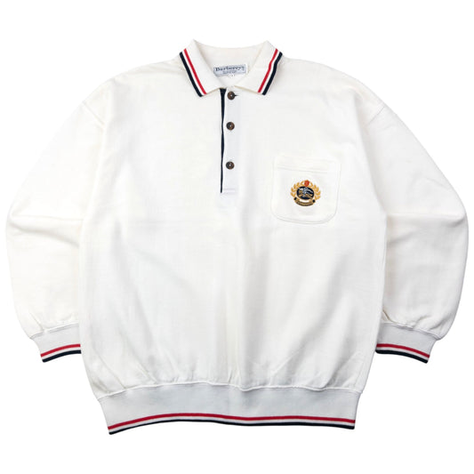 Vintage 90s Burberry Polo Sweatshirt Size M | Medium, White