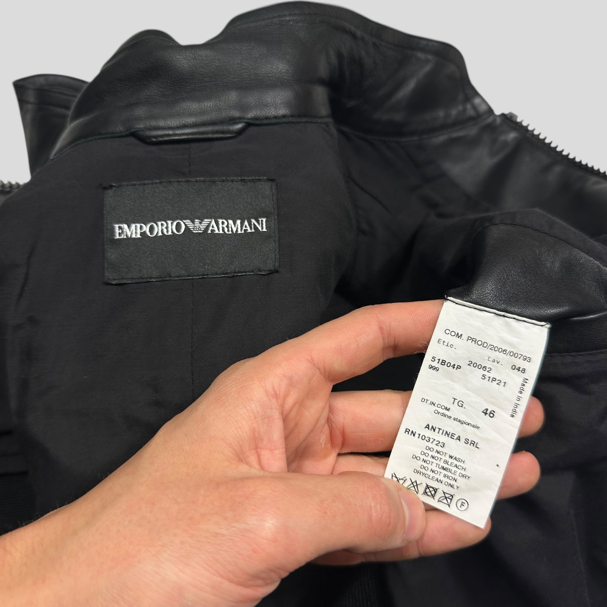 Emporio Armani 2006 Leather Panelled Biker Moto Jacket - IT46 (S) | Small, Black