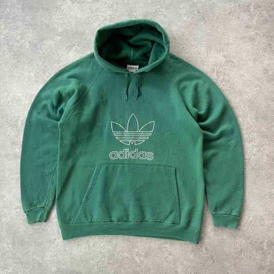Adidas 1990s heavyweight embroidered hoodie (M)