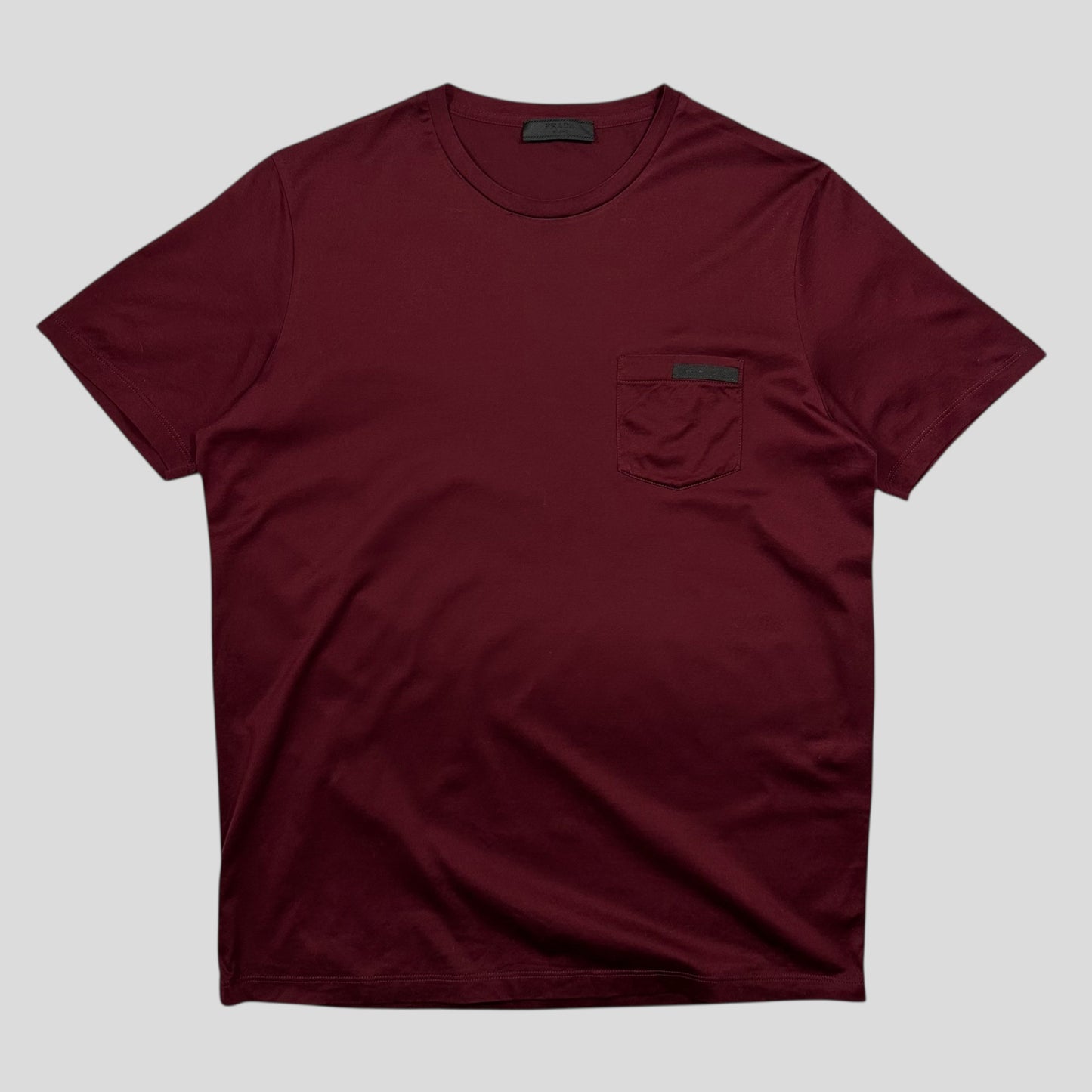 Prada 2018 Burgundy Soft Cotton Pocket Logo T-shirt - M
