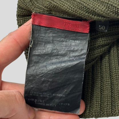 Prada Sport 2009 Khaki Green Wool Ribbed Fisherman’s Beanie | O/S, Multicoloured