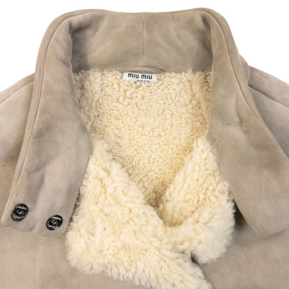 Vintage 2009 Miu Miu Fleece Lined Shearling Jacket Size L | Large, Beige