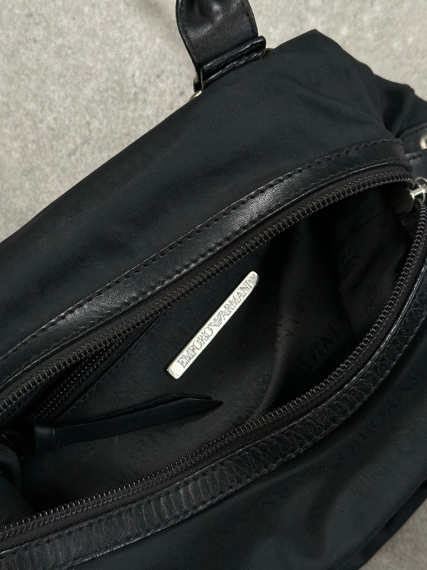 Emporio Armani 2000s Nylon Monogram Shoulder Bag