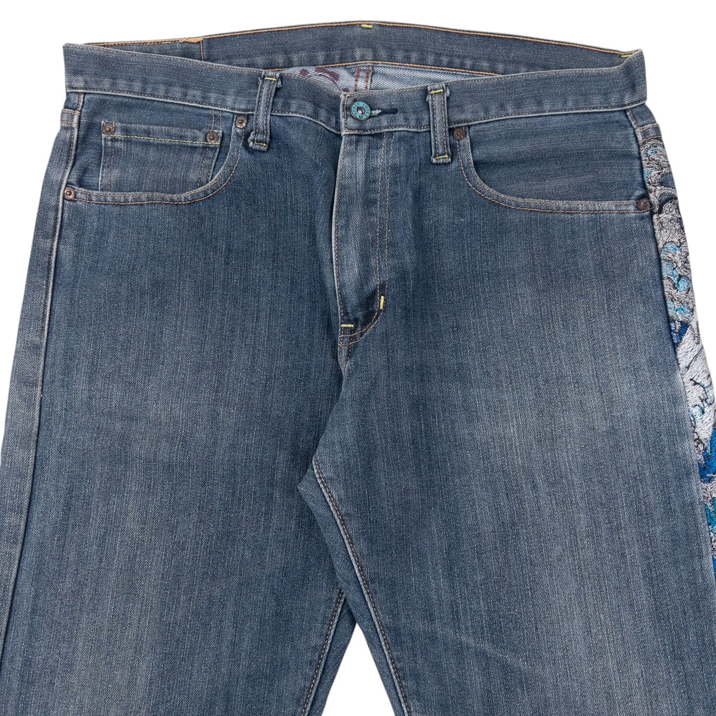 Vintage 2000s Sugoi Embroidered Koi Fish Japanese Denim Jeans Size W36