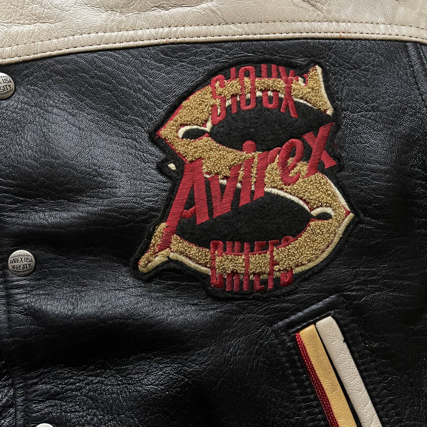 Avirex 'Sioux Chiefs' Leather Varsity Jacket - M