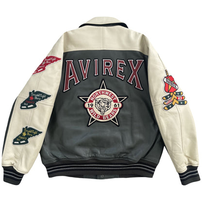 Avirex Wildbears Leather Varsity Jacket - M