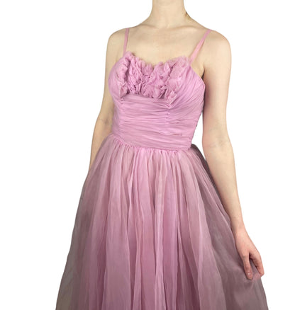 1950s Lee Delman pink tulle gown