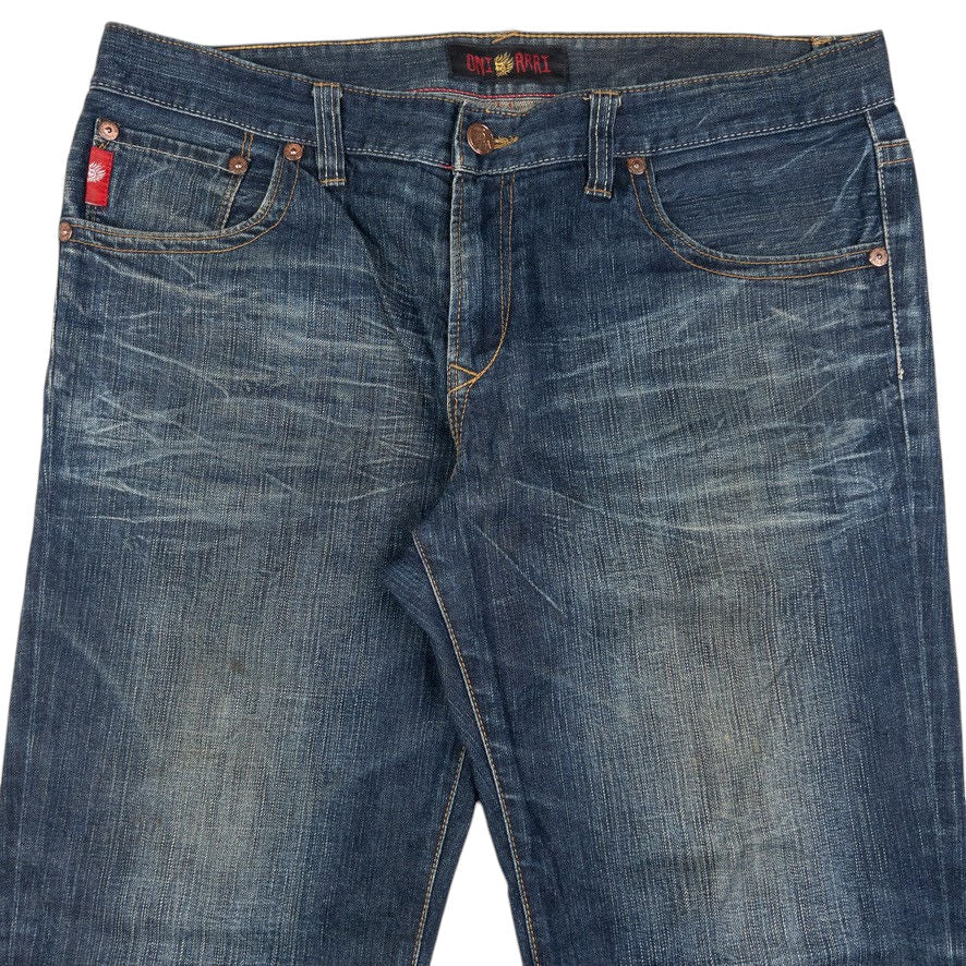 Vintage Oniarai Embroidered Devil Japanese Denim Jeans Size W38