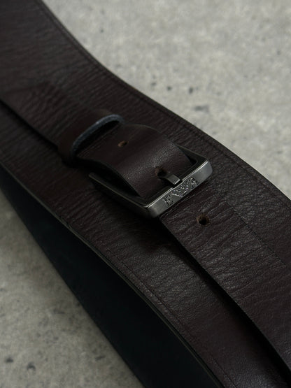 Emporio Armani 2000s Brown Leather EA Buckle Belt - W30–32