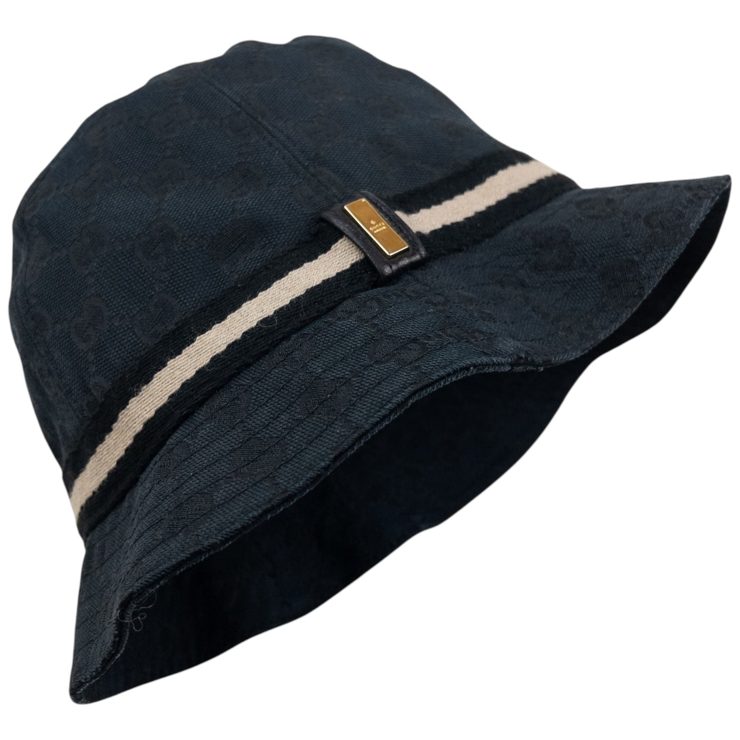 Vintage 2000s Gucci Monogram Bucket Hat Size XS | O/S, Black