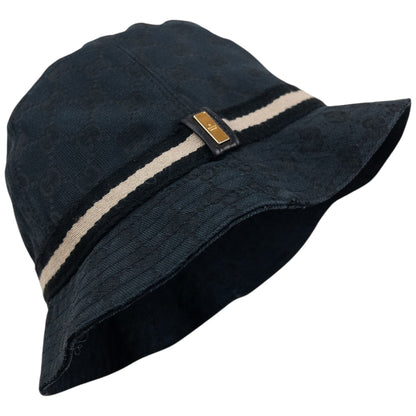 Vintage 2000s Gucci Monogram Bucket Hat Size XS | O/S, Black