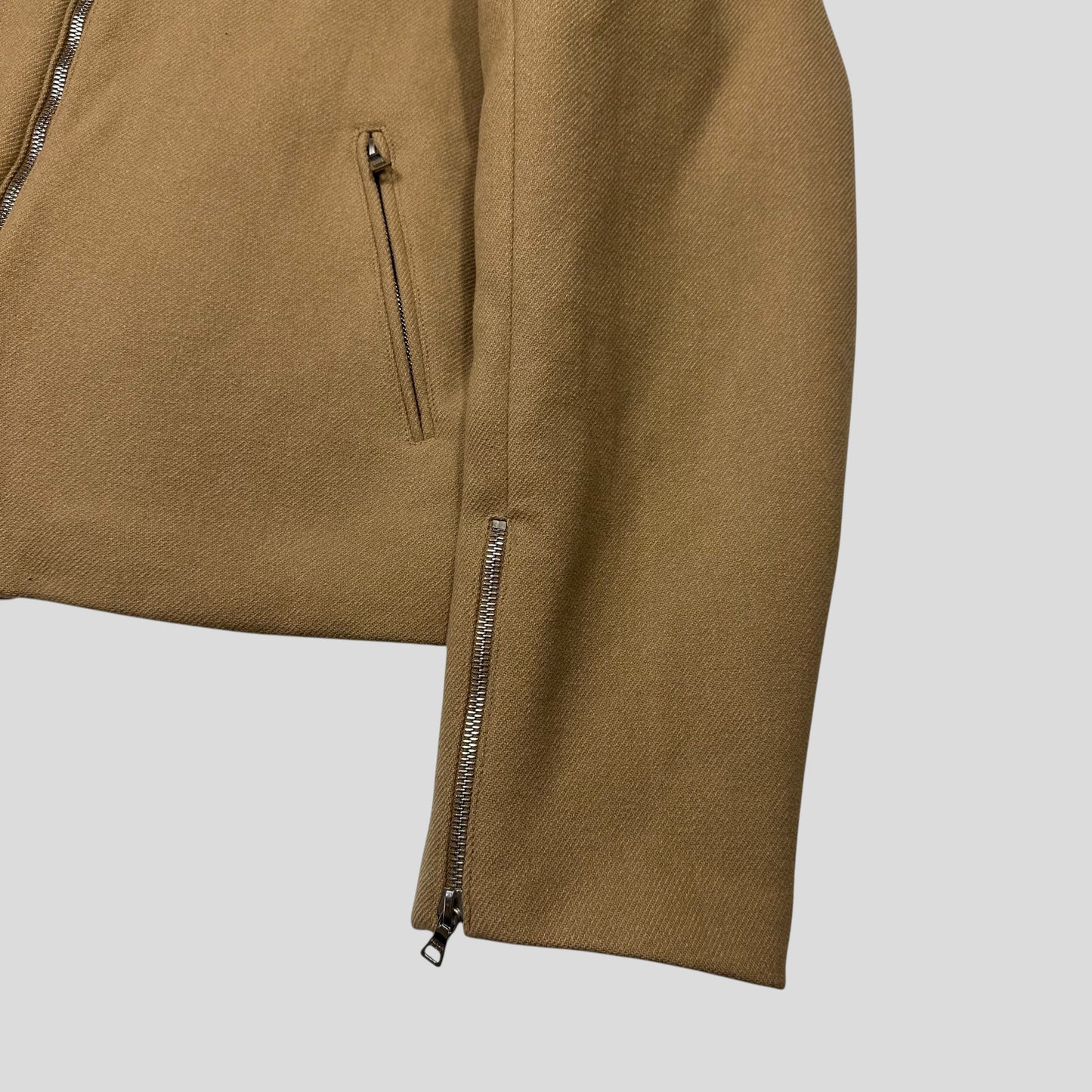 Prada Milano 1999 Wool Padded Leather Detailed Biker Jacket - L | Default Title, Multicoloured