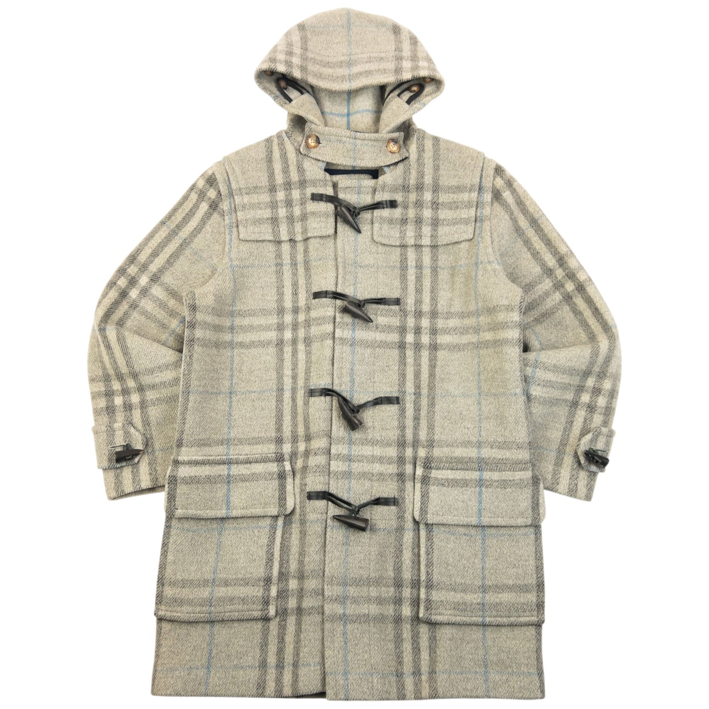 Vintage 2000s Burberry Nova Check Wool Duffle Jacket Size M | O/S, Grey