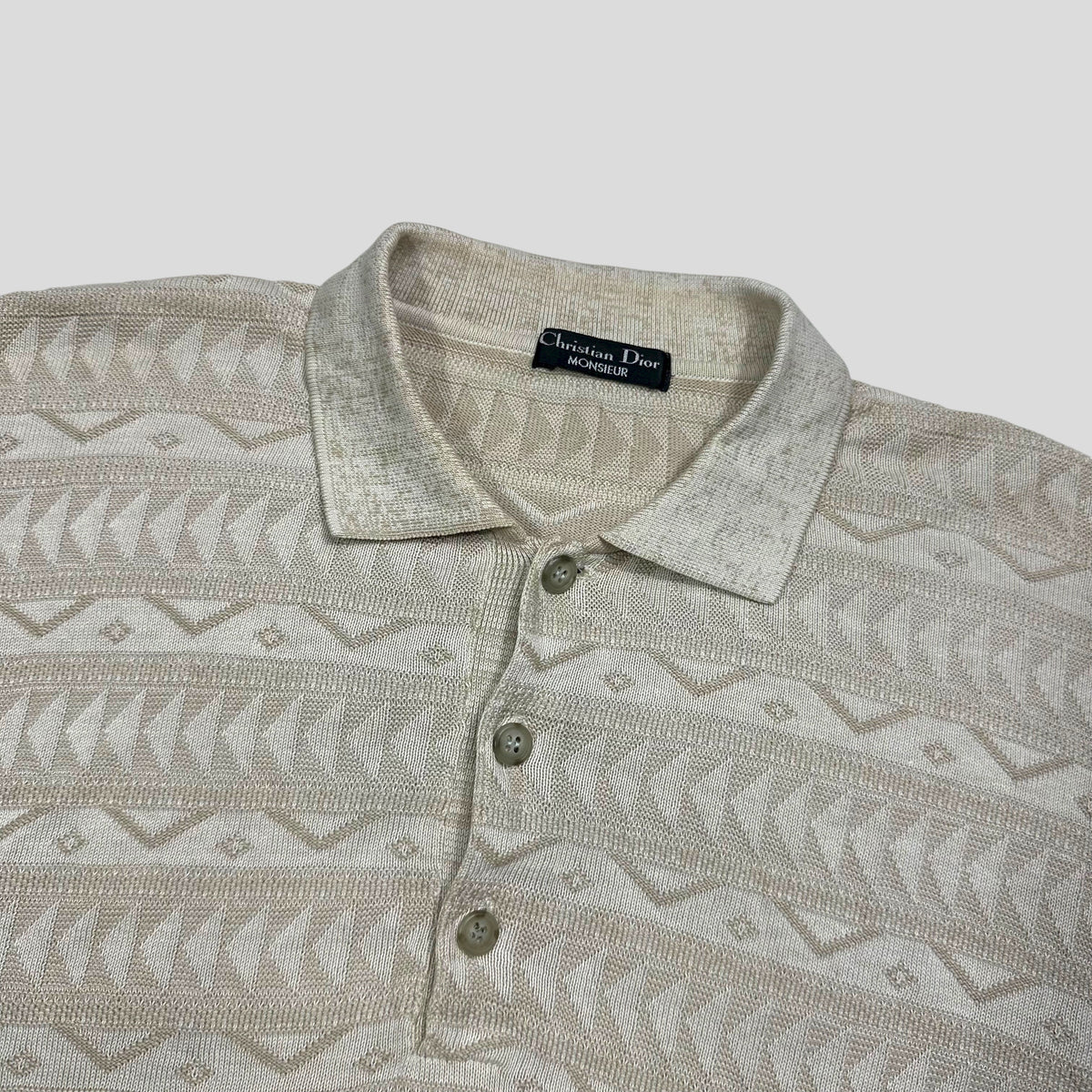 Christian Dior Monsieur 80’s 3D Textured Aztec Knit - L | Oatmeal