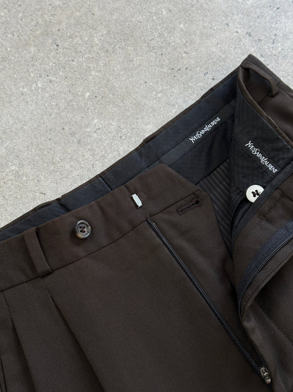 Yves Saint Laurent 1990s Pure Wool High Waisted Tailored Trousers - W28