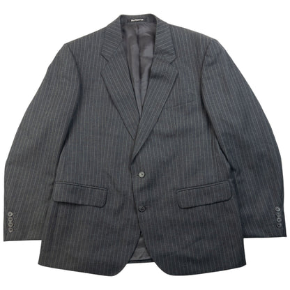 Vintage 90s Burberry Pin Stripe Jacket & Trousers Suit Set Size XL | XL, Grey