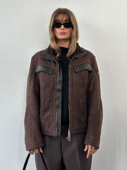 Armani Jeans Double Zip Faux Suede Jacket - M/L