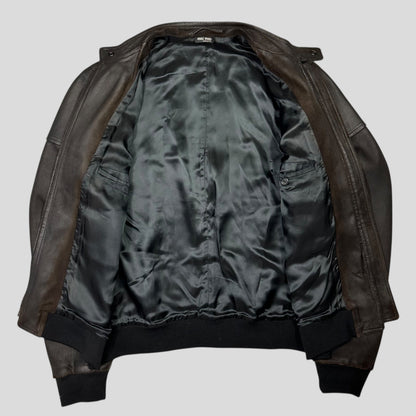 Miu Miu 2008 Lambskin Suede Leather Asymmetrical Bomber Jacket - IT52 (M/L)