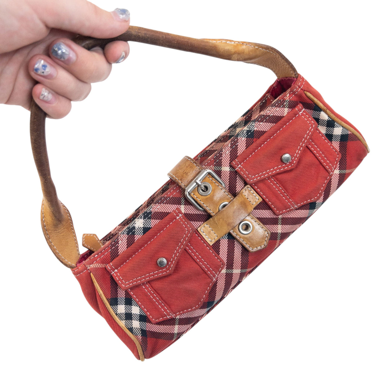 Vintage 2000s Burberry Blue Label Nova Check Baguette Shoulder Bag | O/S, Multicoloured