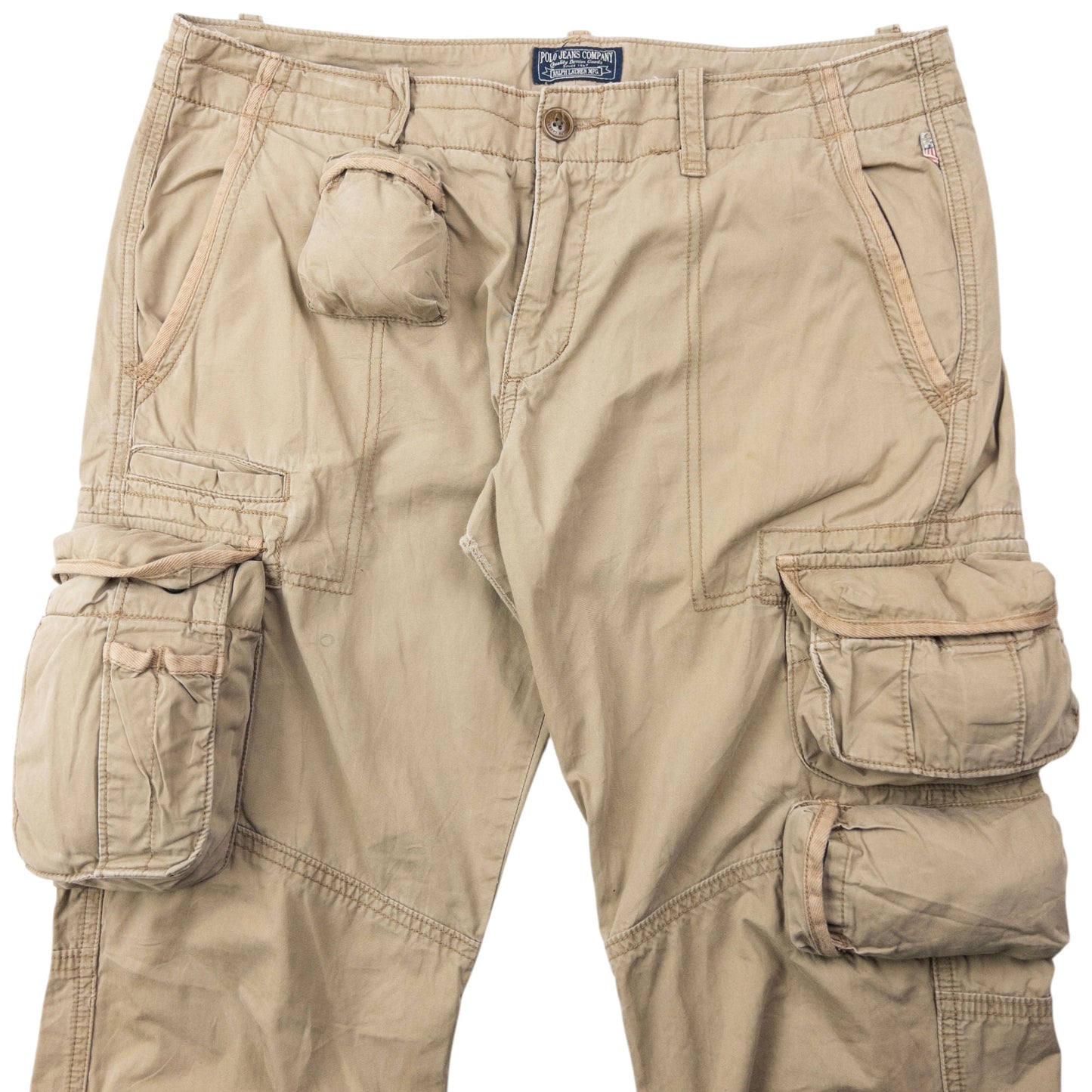 Vintage 2000s Ralph Lauren Polo Jeans Cargo Trousers Size W34 | W34, Beige