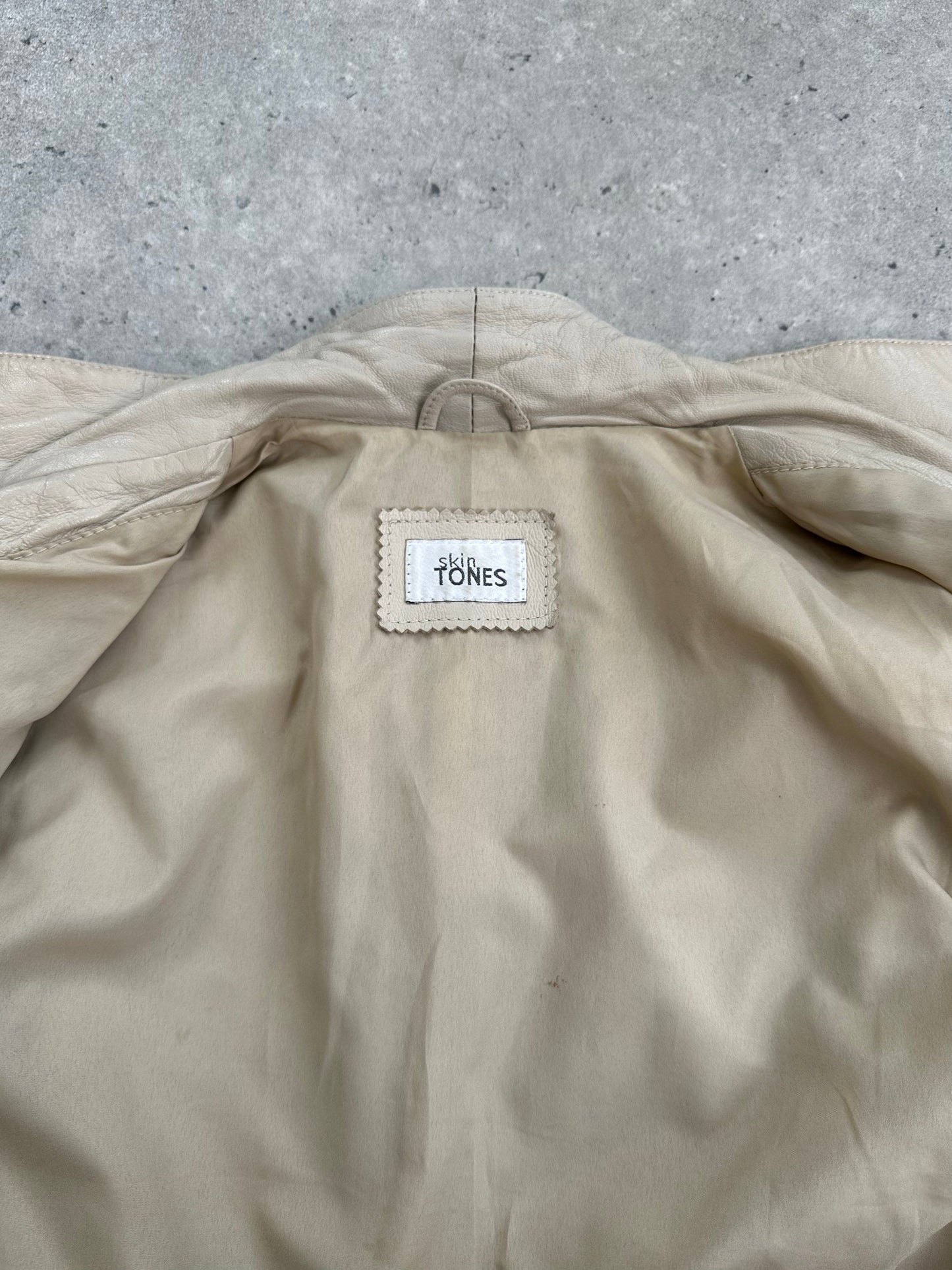 Vintage 2000s High Neck Leather Trench Coat - S