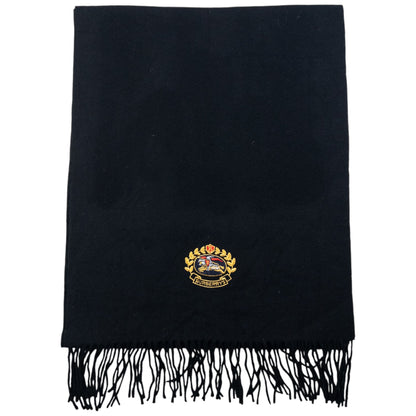 Vintage Burberry Embroidered Lambswool Tassel Scarf
