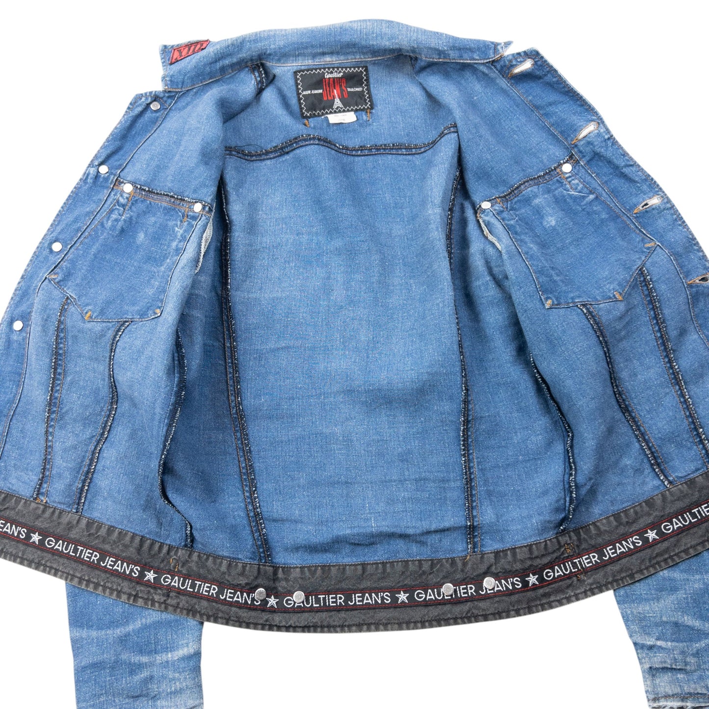 Vintage 2000s Jean Paul Gaultier Linen Denim-Look Button Up Jacket Womens Size S | Small, Blue