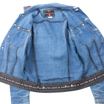 Vintage 2000s Jean Paul Gaultier Linen Denim-Look Button Up Jacket Womens Size S | Small, Blue