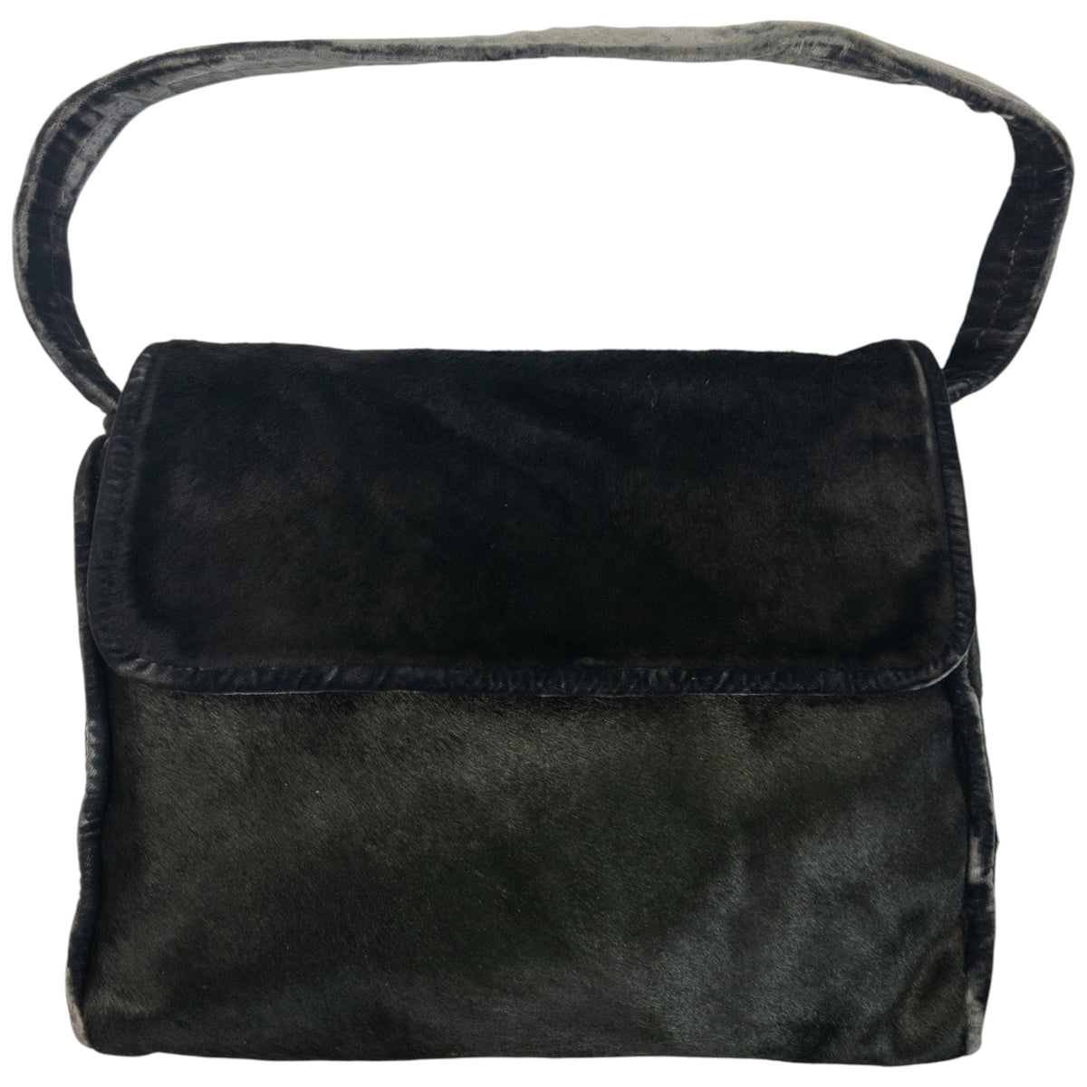 Vintage 90s Giorgio Armani Fur Velour Shoulder Bag | O/S, Black