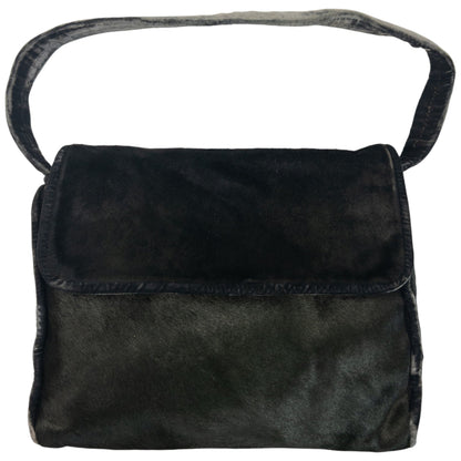 Vintage 90s Giorgio Armani Fur Velour Shoulder Bag | O/S, Black